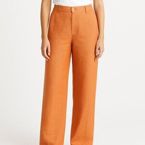 Claramonte Orange Linen Wide Leg Trousers 36 FR US 4 NWT